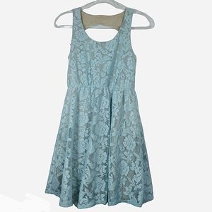 Sleeveless Blue Lace Mini Dress Coquette Fairy Twee Hoco Rush Swing Cut Out S